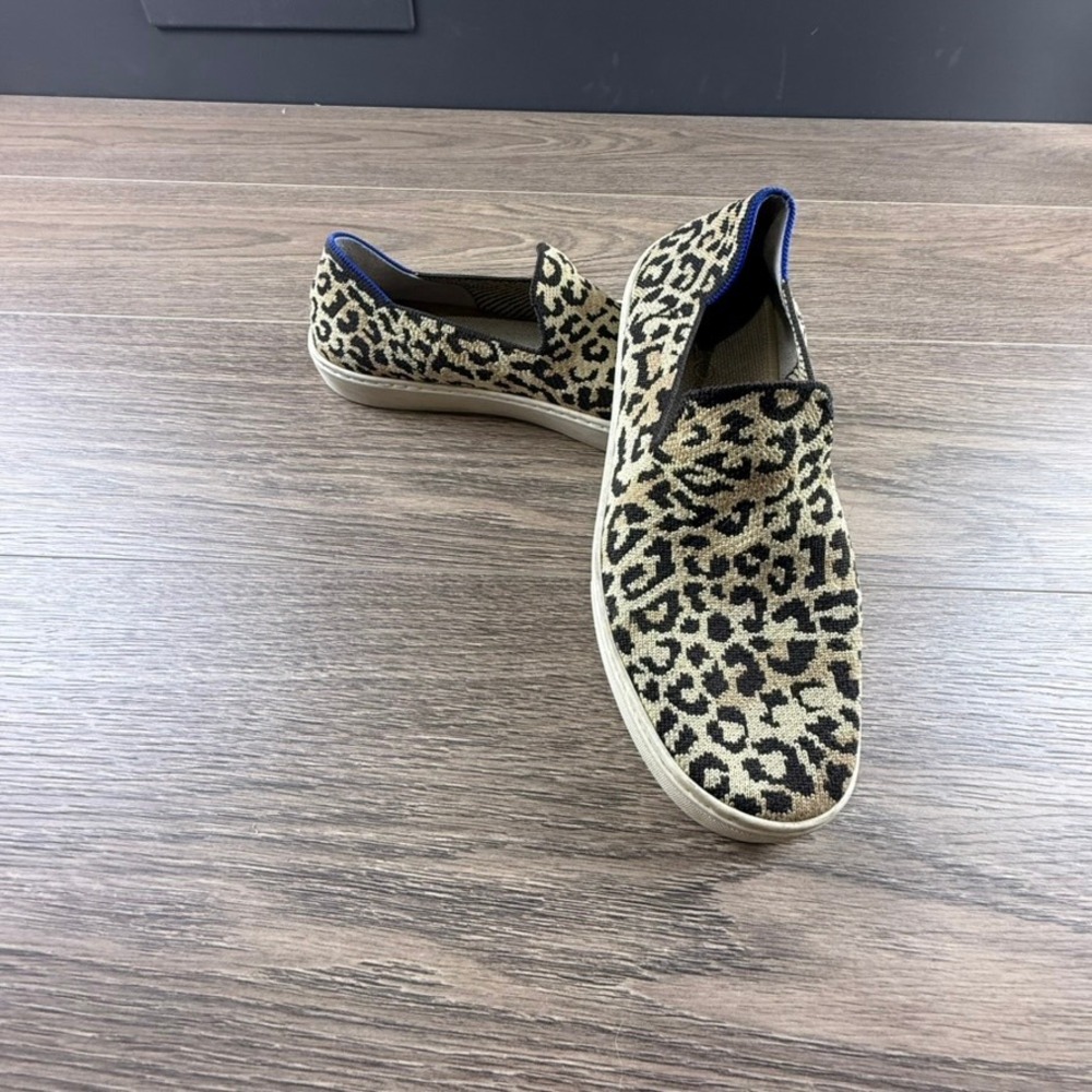 Rothy's Women's Leopard Print Slip On Sneakers, Size 9.5, Washable Casual Knit